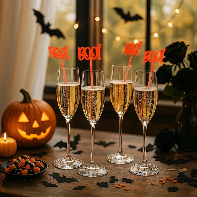 Alt view image 3 of 6 - 30 Pcs Halloween Swizzle Sticks Boo Fall Drink Stirrers | Plastic Coffee Stirrers for Fall Drinks, Bar Party Cocktail Mixers, Tea Decoration, Halloween Thanksgiving Autumn Beverage