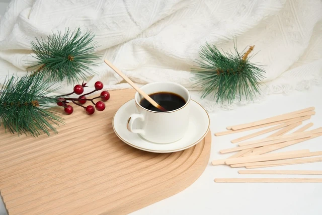 Alt view image 5 of 7 - 5.5" Premium Wood Stirrer 2.3mm thick 100 pc - Wood Coffee Stir Sticks for Tea Beverage, Corn Dog Stick Craft Stick 100/Bag GM1115A
