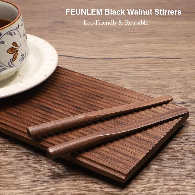 Alt view image 2 of 7 - Black Walnut Wood Coffee Stirrers, 6Pcs 6 Inch Reusable Stir Sticks for Coffee, Tea, Milk, Espresso, Peanut Butter Spreader, Multifunctional Wooden Stirrers with Smooth Finish (Brown, 6pcs)