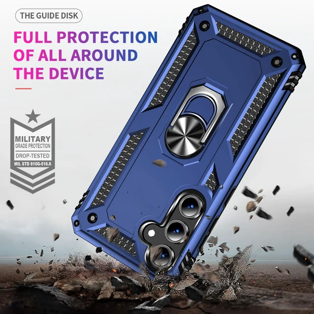 Alt view image 3 of 7 - for Samsung Galaxy S24 FE Case: with Screen Protector - Military Grade Protective Cases with Finger Ring Holder Kickstand for Samsung S24 FE(Blue)