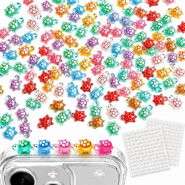 Main image of Lucky Turtle Phone Charms, Cute Turtle Phone Case Decor, 200 Pack | Turtles Good Luck Charms, Cute Turtle Charms, Lucky Charm Decor for Phone Case, Car, Computer, Wallet, and DIY Project