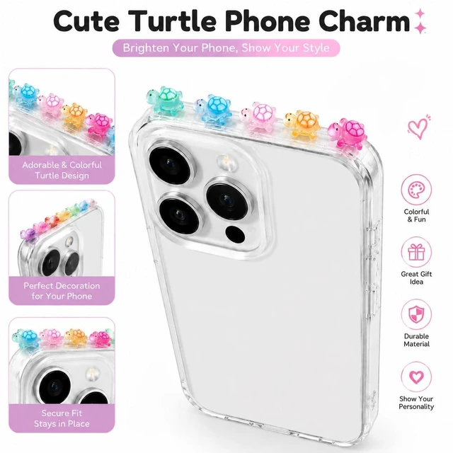 Alt view image 3 of 7 - Lucky Turtle Phone Charms, Cute Turtle Phone Case Decor, 200 Pack | Turtles Good Luck Charms, Cute Turtle Charms, Lucky Charm Decor for Phone Case, Car, Computer, Wallet, and DIY Project
