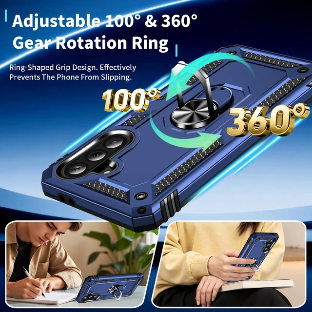 Alt view image 4 of 7 - for Galaxy A36 5G Phone Case with Screen Protector: 360°Grade Rotatable Kickstand (Non-Slip) Military-Grade Drop and Shock Protection - Case for Samsung Galaxy A36 5G Blue
