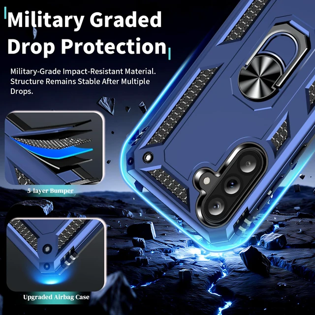 Alt view image 3 of 7 - for Galaxy A36 5G Phone Case with Screen Protector: 360°Grade Rotatable Kickstand (Non-Slip) Military-Grade Drop and Shock Protection - Case for Samsung Galaxy A36 5G Blue