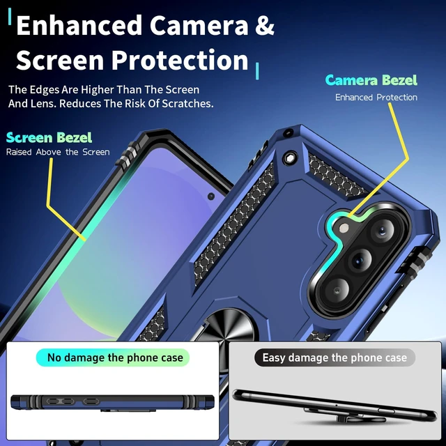 Alt view image 6 of 7 - for Galaxy A36 5G Phone Case with Screen Protector: 360°Grade Rotatable Kickstand (Non-Slip) Military-Grade Drop and Shock Protection - Case for Samsung Galaxy A36 5G Blue