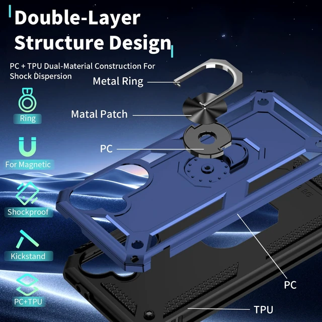 Alt view image 5 of 7 - for Galaxy A36 5G Phone Case with Screen Protector: 360°Grade Rotatable Kickstand (Non-Slip) Military-Grade Drop and Shock Protection - Case for Samsung Galaxy A36 5G Blue