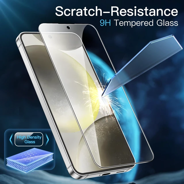 Alt view image 4 of 7 - Screen Protector for Samsung Galaxy S24, 3-Pack | HD Clear, Fingerprint ID Compatible, Anti-Scratch Glass