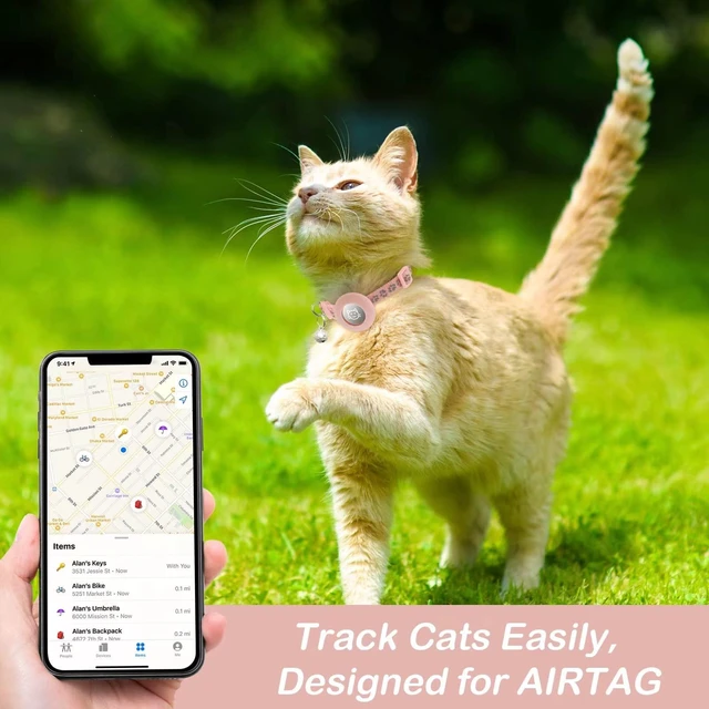 Alt view image 2 of 7 - 2 Pack Airtag Cat Collar Breakaway with Bell,Reflective Kitten Collar with Apple Airtag Cat Collar Holder,Adjustable 7-12In,Safety Buckle for Girl Boy Cats,Pet Supplies,Accessories,Gifts (Pink)