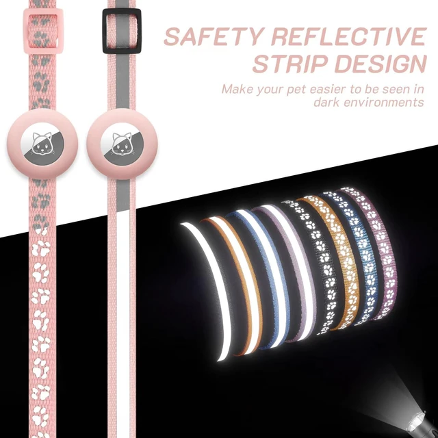 Alt view image 7 of 7 - 2 Pack Airtag Cat Collar Breakaway with Bell,Reflective Kitten Collar with Apple Airtag Cat Collar Holder,Adjustable 7-12In,Safety Buckle for Girl Boy Cats,Pet Supplies,Accessories,Gifts (Pink)