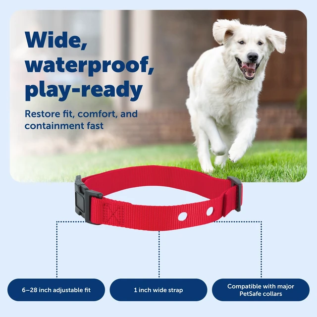Alt view image 5 of 7 - 1 Inch Replacement Collar Strap with 2 Holes, Red | Compatible with PetSafe In-Ground Fences and Wireless Fences, Fits Neck Sizes 6-28 in