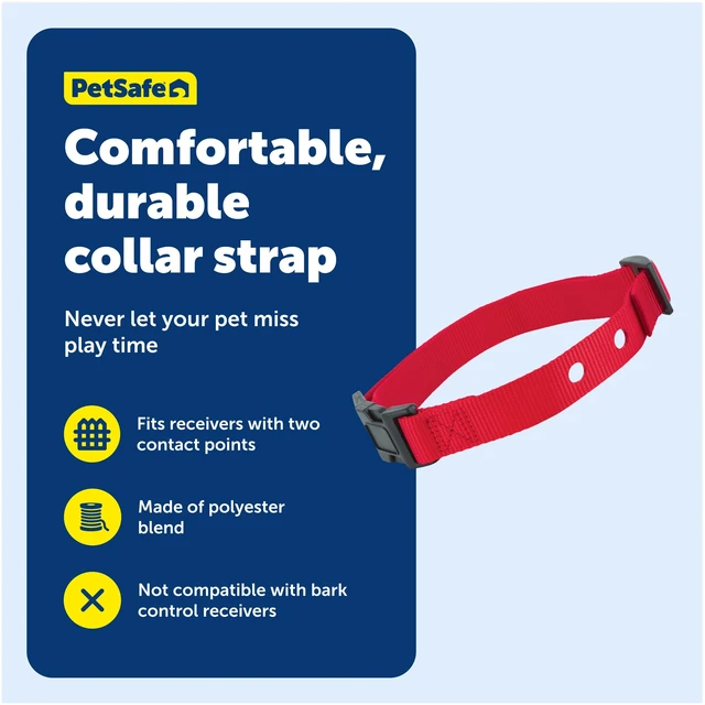 Alt view image 4 of 7 - 1 Inch Replacement Collar Strap with 2 Holes, Red | Compatible with PetSafe In-Ground Fences and Wireless Fences, Fits Neck Sizes 6-28 in
