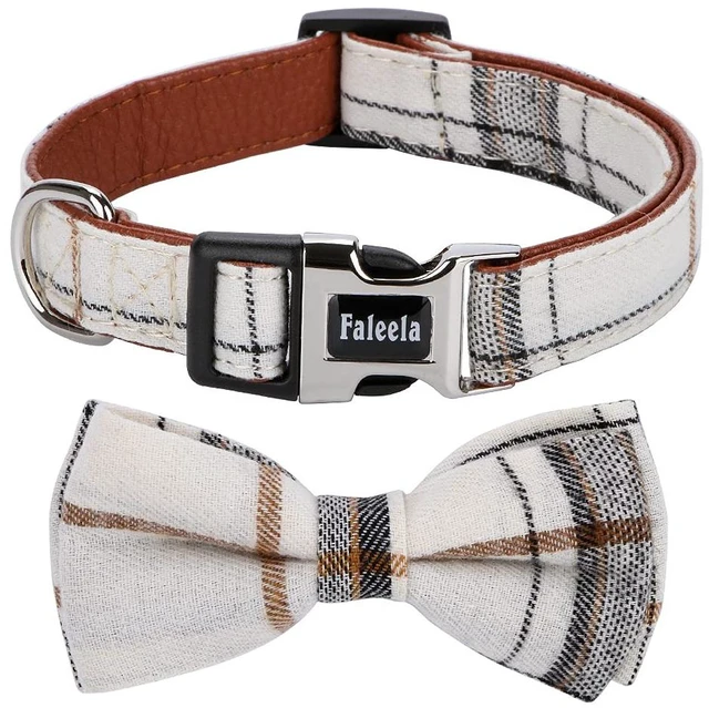 Main image of Soft &Comfy Bowtie Dog Collar,Detachable and Adjustable Bow Tie Collar,for Small Medium Large Pet (S, Beige)