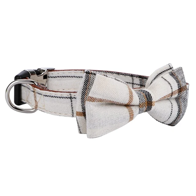 Alt view image 3 of 6 - Soft &Comfy Bowtie Dog Collar,Detachable and Adjustable Bow Tie Collar,for Small Medium Large Pet (S, Beige)