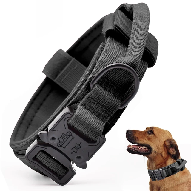 Main image of Dog Collar, Adjustable Military Training Nylon Pet Collar, Black L | Tear-Resistant Webbing, Tactical Collars with Control Handle and Heavy Quick-Release Metal Buckle for Small Medium Large Dogs