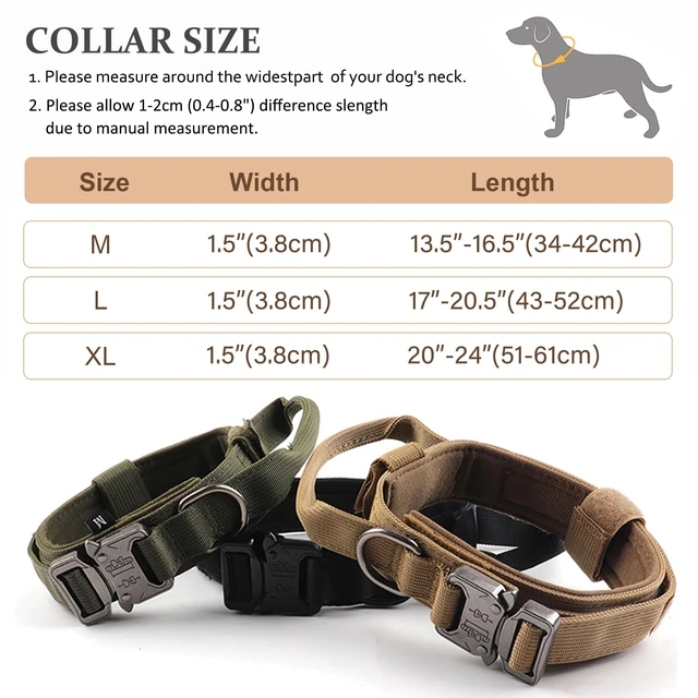 Alt view image 5 of 7 - Dog Collar, Adjustable Military Training Nylon Pet Collar, Black L | Tear-Resistant Webbing, Tactical Collars with Control Handle and Heavy Quick-Release Metal Buckle for Small Medium Large Dogs