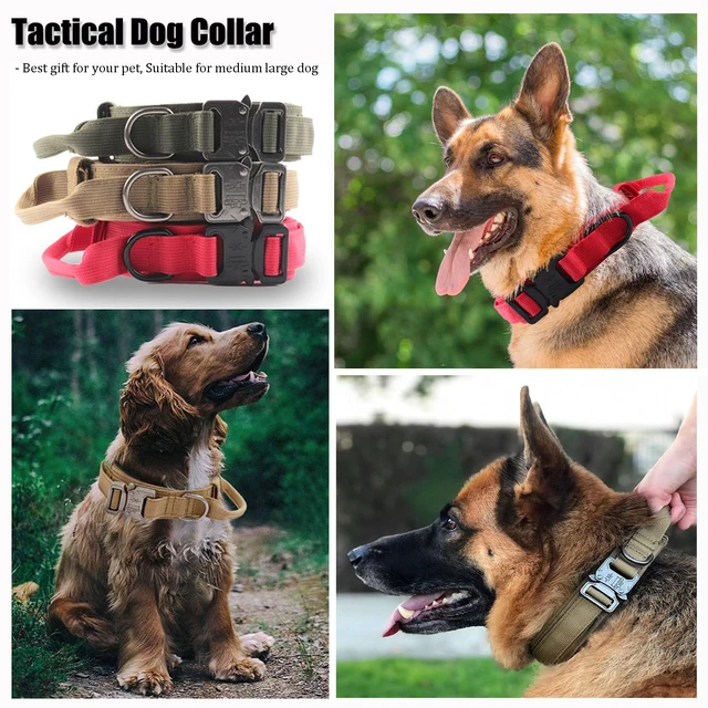 Alt view image 7 of 7 - Dog Collar, Adjustable Military Training Nylon Pet Collar, Black L | Tear-Resistant Webbing, Tactical Collars with Control Handle and Heavy Quick-Release Metal Buckle for Small Medium Large Dogs