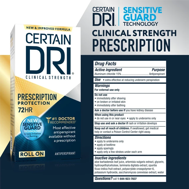 Alt view image 5 of 7 - Rx Strength Clinical Antiperspirant Roll-On, 1.2 oz (3 Pack) | 72-Hour Sweat & Odor Protection for Excessive Sweating & Hyperhidrosis, 15% Aluminum Chloride, Fragrance-Free