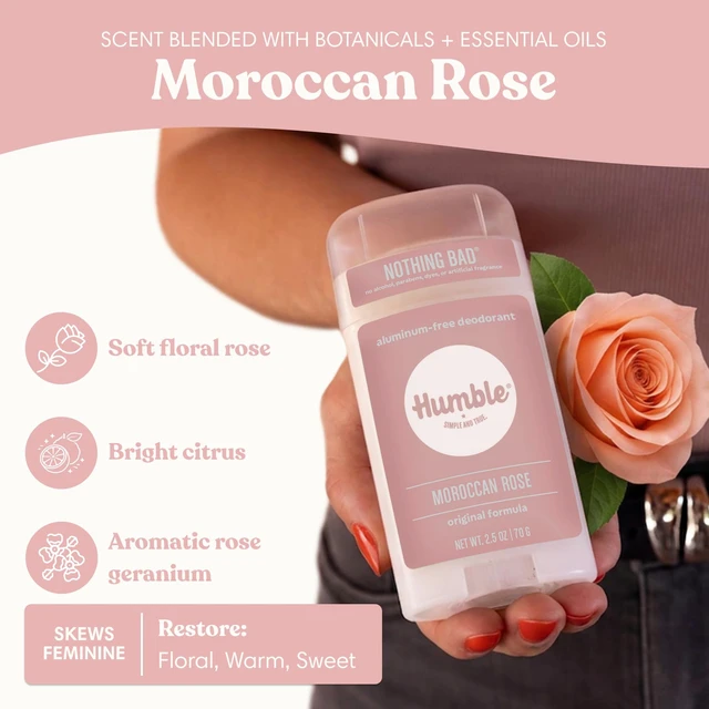 Alt view image 4 of 7 - Aluminum-Free Deodorant, Moroccan Rose - 1 Pack | Fresh & Natural Deodorant Stick with Essential Oils, Long-Lasting Odor Control, Cruelty-Free, Men & Women