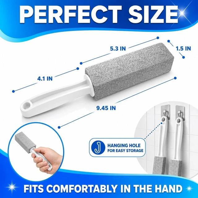 Alt view image 2 of 7 - 4 Pack Pumice Stone Toilet Bowl Cleaner with Handle, Pumice Cleaning Stone for Removing Hard Water Rings, Rust & Lime from Toilets, Sinks, Pools & Grills & Stove (2 Grey and 2 White)