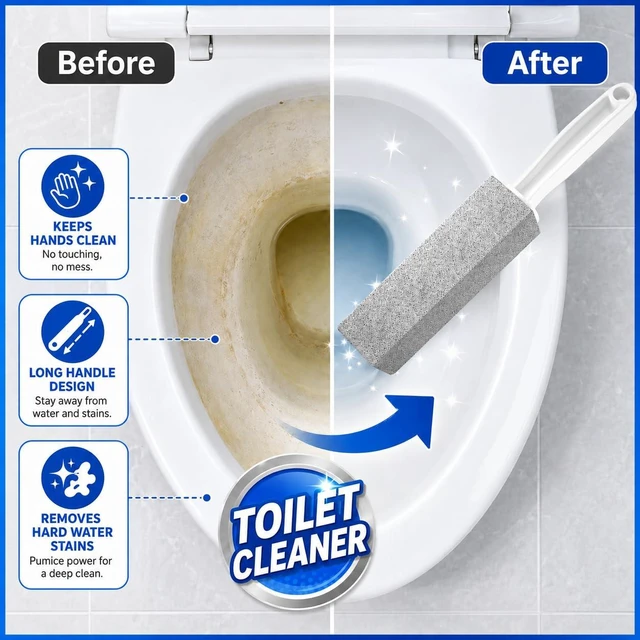 Alt view image 5 of 7 - 4 Pack Pumice Stone Toilet Bowl Cleaner with Handle, Pumice Cleaning Stone for Removing Hard Water Rings, Rust & Lime from Toilets, Sinks, Pools & Grills & Stove (2 Grey and 2 White)