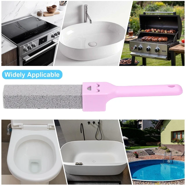 Alt view image 6 of 7 - 8-Pack Pumice Stone Scouring Stick with 2 Universal Handles, Pumice Stone for Cleaning Stove, Toilet, Tub, Grill, Swimming Pool, Sink, Removes Hard Water Rings, Calcium Deposits, Rust Buildup
