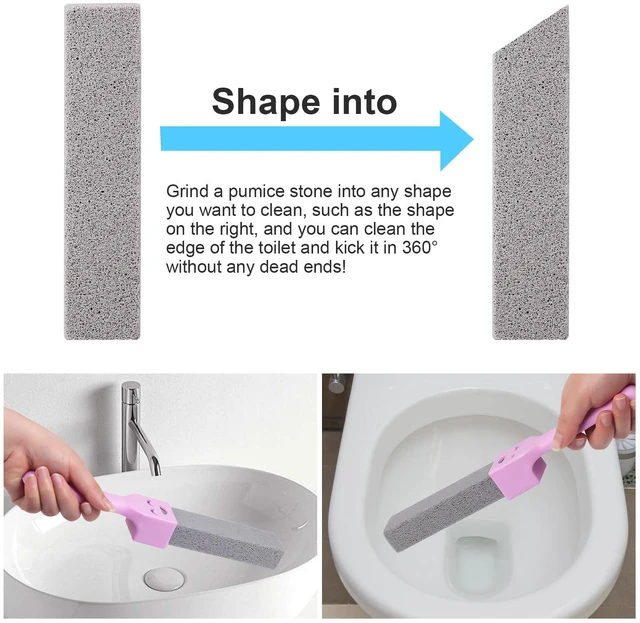 Alt view image 3 of 7 - 8-Pack Pumice Stone Scouring Stick with 2 Universal Handles, Pumice Stone for Cleaning Stove, Toilet, Tub, Grill, Swimming Pool, Sink, Removes Hard Water Rings, Calcium Deposits, Rust Buildup