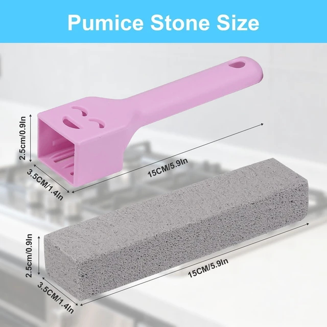 Alt view image 2 of 7 - 8-Pack Pumice Stone Scouring Stick with 2 Universal Handles, Pumice Stone for Cleaning Stove, Toilet, Tub, Grill, Swimming Pool, Sink, Removes Hard Water Rings, Calcium Deposits, Rust Buildup