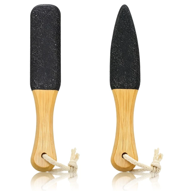 Main image of 2 Pack Pumice Stone for Feet, Wooden Handle Foot Scrubber Callus Remover for Dead Skin, Heel Scraper for Dry Rough Feet Pedicure Tool