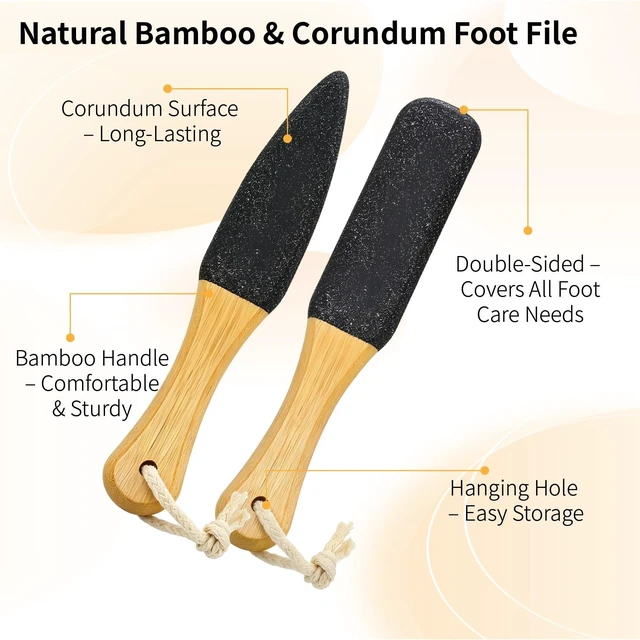 Alt view image 3 of 7 - 2 Pack Pumice Stone for Feet, Wooden Handle Foot Scrubber Callus Remover for Dead Skin, Heel Scraper for Dry Rough Feet Pedicure Tool