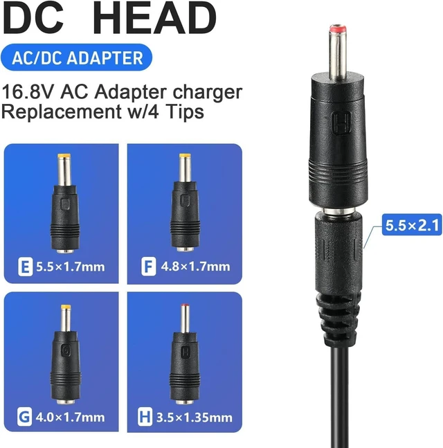 Alt view image 2 of 7 - 16.8V Massage Gun Charger Power 16.8V 0.8A 1A AC DC Power Supply for Massage Gun Power Supply Cord Cable