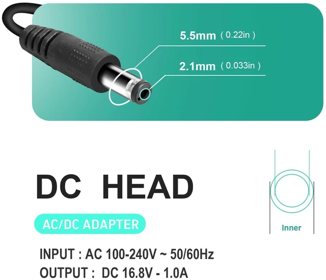 Alt view image 3 of 7 - 16.8V Massage Gun Charger Power 16.8V 0.8A 1A AC DC Power Supply for Massage Gun Power Supply Cord Cable