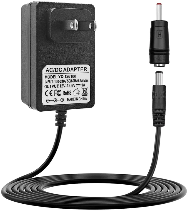 Main image of 12V~12.6V 1A Charger for Massage Gun, Compatible with Toloco, Renpho, Aerlang, HeaDot, JamGym, Neprock, Sportneer, Sharper Image, Medcursor, Impact Percussion Muscle Gun Massager Power Supply Cord