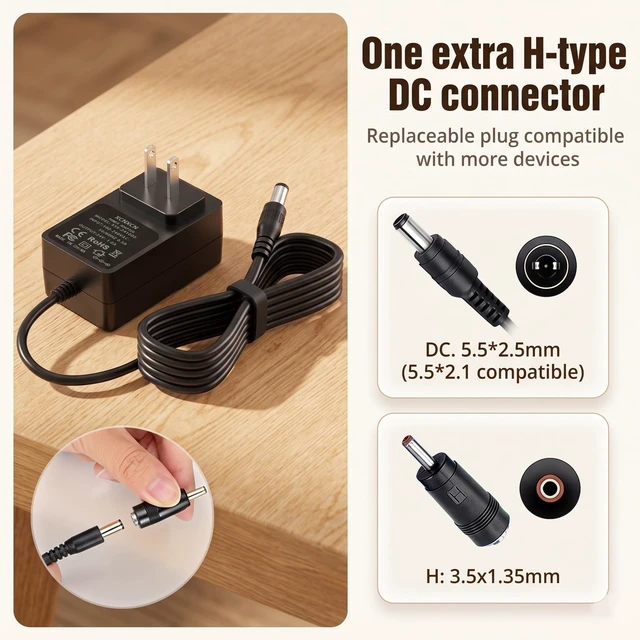 Alt view image 4 of 7 - 24V Massage Gun Charger Power Adapter Charging Cable, Compatible with TOLOCO EM26, TO-M63, AERLANG EM8 EM9 EM10 EM11 EM12 EM13, Darkiron EM31, HARDNEX 2020 Replacement Accessories