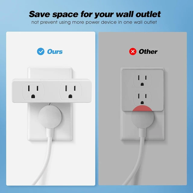 Alt view image 3 of 6 - Outlet Extender 2pack, 4AC Multi Plug Wall Outlet, Multiple Outlet Splitter | 3 Way Outlet Plug Splitter, Multiple Outlet Wall Plug, Cruise Essentials , Electrical Wall Outlet Adapter