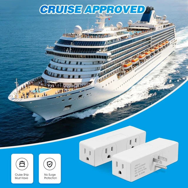 Alt view image 6 of 6 - Outlet Extender 2pack, 4AC Multi Plug Wall Outlet, Multiple Outlet Splitter | 3 Way Outlet Plug Splitter, Multiple Outlet Wall Plug, Cruise Essentials , Electrical Wall Outlet Adapter
