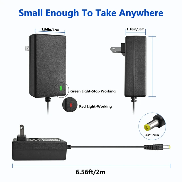 Alt view image 5 of 7 - 15V Charger for Theragun Mini, Theragun Prime, Fusion Massage Gun Therabody Percussion Massager Travel Adapter, Power Cord Small Massager Charging Cable Professional Massage Gun Accessory