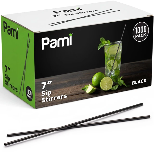 Main image of Disposable Plastic Cocktail Stir Sticks 7 in,Coffee Stirrers,Black