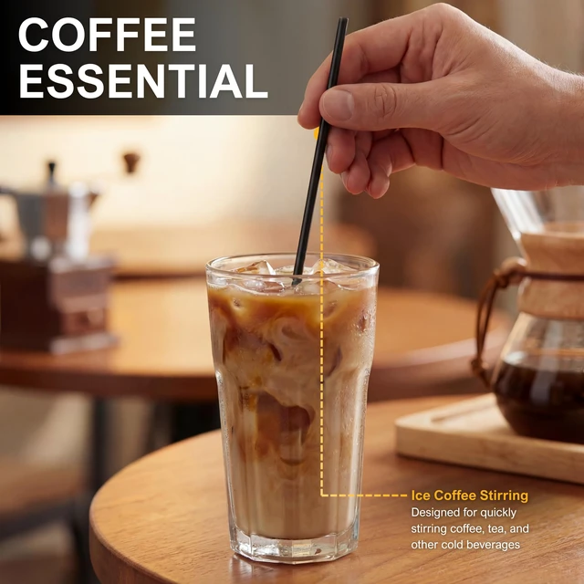 Alt view image 2 of 7 - Disposable Plastic Cocktail Stir Sticks 7 in,Coffee Stirrers,Black