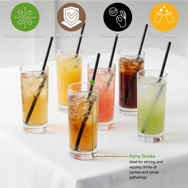 Alt view image 4 of 7 - Disposable Plastic Cocktail Stir Sticks 7 in,Coffee Stirrers,Black