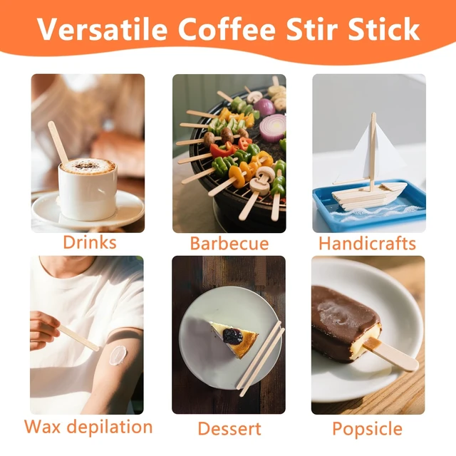 Alt view image 4 of 7 - 1000 Pack Birch Wood Coffee Stirrers, 7 Inch Sturdy Coffee Stir Sticks, Smooth Round Ends, Splinter-Free Disposable Stir Sticks for Coffee, Cocktails, Office, Home Use