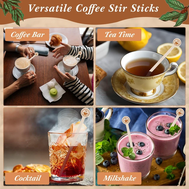 Alt view image 3 of 7 - 150Pcs Coffee Stirrers Stir Sticks Wooden Beverage Mixer with Round Ends | 5.9 Inch Disposable Environmentally Friendly Biodegradable Cafe Grade Beverage Stir Sticks for Coffee Cocktails Milk Tea