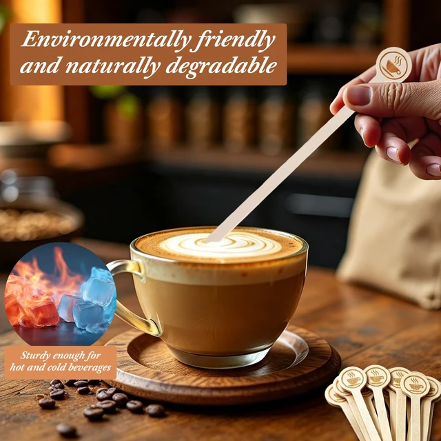 Alt view image 5 of 7 - 150Pcs Coffee Stirrers Stir Sticks Wooden Beverage Mixer with Round Ends | 5.9 Inch Disposable Environmentally Friendly Biodegradable Cafe Grade Beverage Stir Sticks for Coffee Cocktails Milk Tea