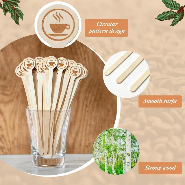 Alt view image 4 of 7 - 150Pcs Coffee Stirrers Stir Sticks Wooden Beverage Mixer with Round Ends | 5.9 Inch Disposable Environmentally Friendly Biodegradable Cafe Grade Beverage Stir Sticks for Coffee Cocktails Milk Tea