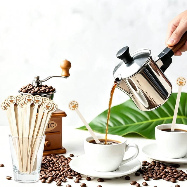 Alt view image 7 of 7 - 150Pcs Coffee Stirrers Stir Sticks Wooden Beverage Mixer with Round Ends | 5.9 Inch Disposable Environmentally Friendly Biodegradable Cafe Grade Beverage Stir Sticks for Coffee Cocktails Milk Tea