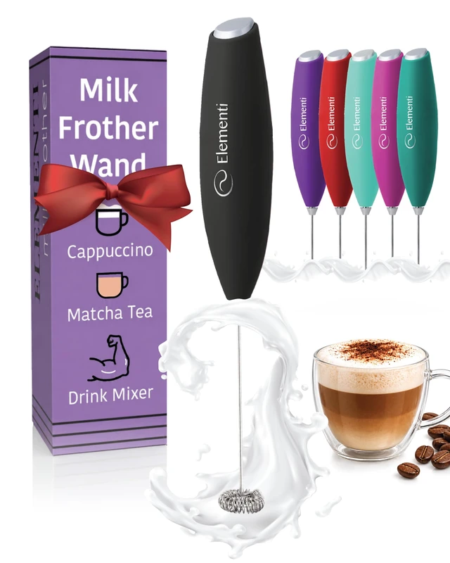 Main image of Drink Mixer Handheld - Electric Stirrer and Powerful Protein Powder Mixer Wand, Easy-to-Use Mini Frother Wand for Quick Delicious Cocktails, Milk Frother and Coffee Stirrers (Black)