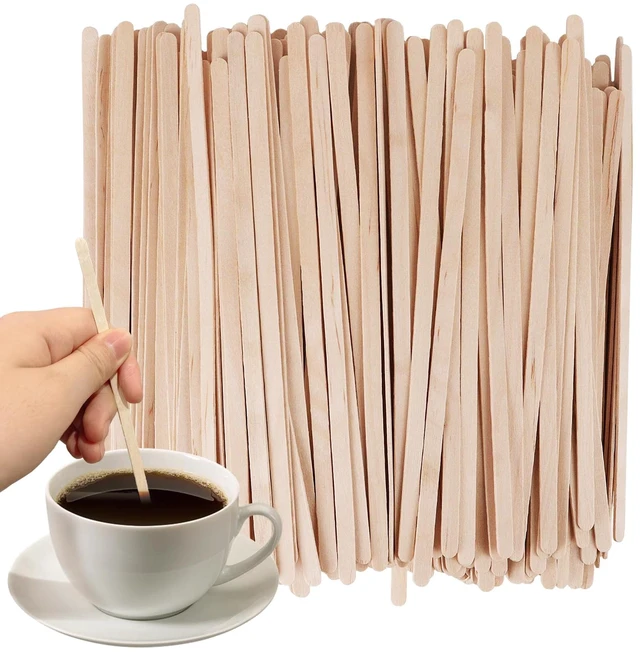 Main image of 7.5inch Wooden Coffee Stirrers, 500 Count Disposable Stir Sticks for Coffee & Cocktails, Wooden Beverage Mixer with Smooth Ends, Swizzle Drink Sticks