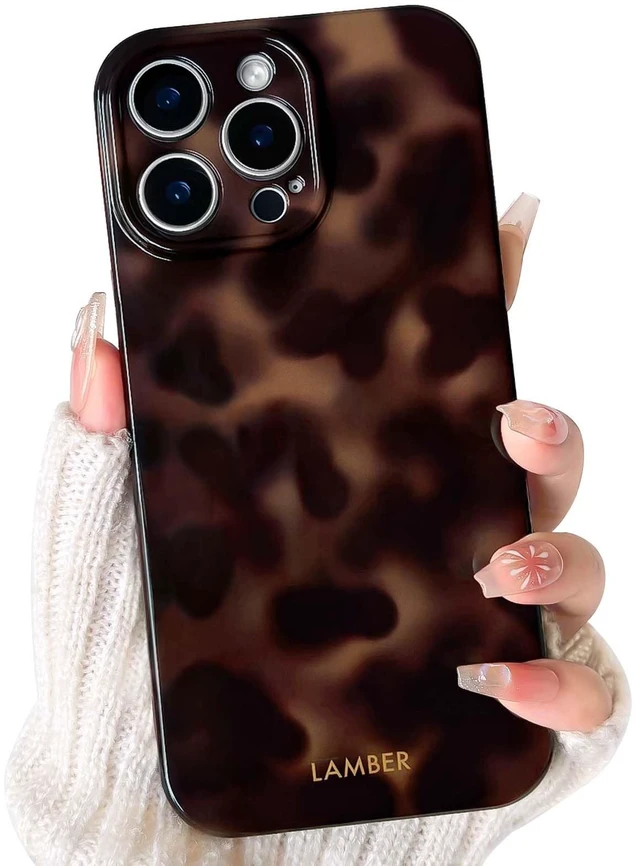 Main image of for iPhone 14 Pro Case Cute Leopard Tortoise Amber - Brown | Aesthetic design, For girls women boys men, Girly, Soft TPU, Full camera lens protect, Protective, Shockproof