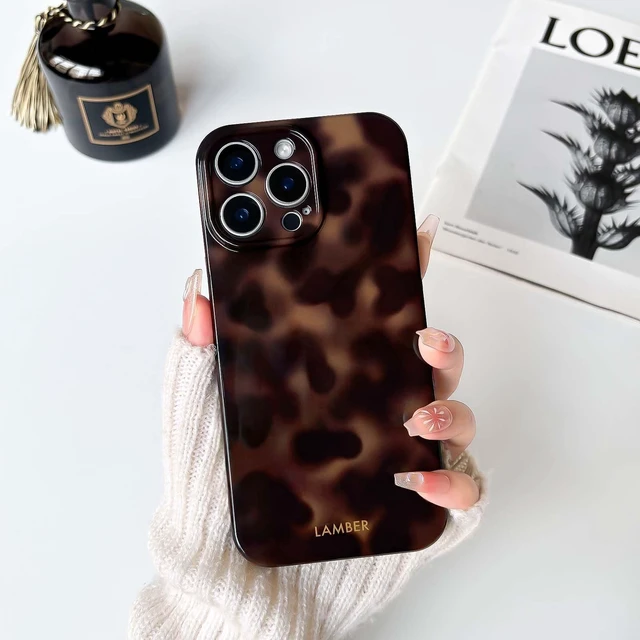 Alt view image 4 of 7 - for iPhone 14 Pro Case Cute Leopard Tortoise Amber - Brown | Aesthetic design, For girls women boys men, Girly, Soft TPU, Full camera lens protect, Protective, Shockproof