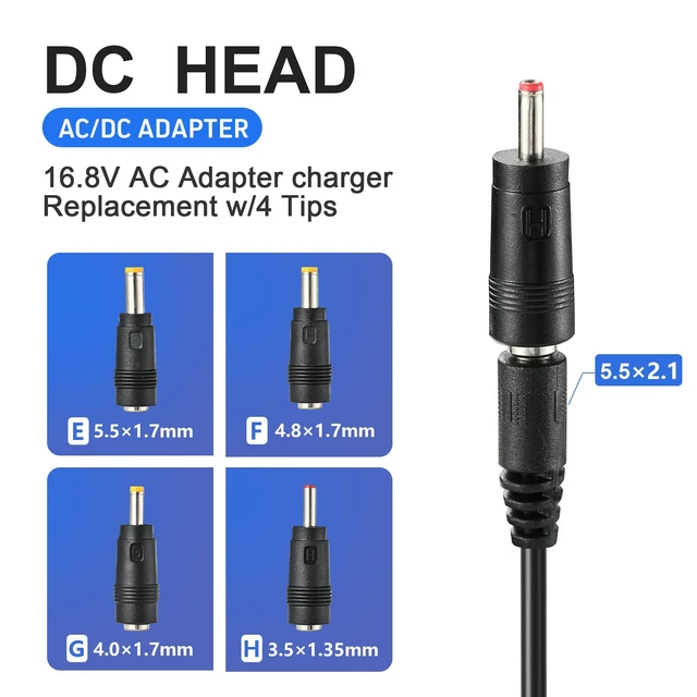 Alt view image 4 of 6 - AC/DC 16.8V Massage Gun Charger Compatible with LifePro Sonic, Sonic Mini,Fusion X, Sonic Pro, Youdgee H1 Mini, Mebak 3, Cryotex, jetbu,16.8V 1A Charger Massage Gun Power Supply Cord Cable 1.5m/5F