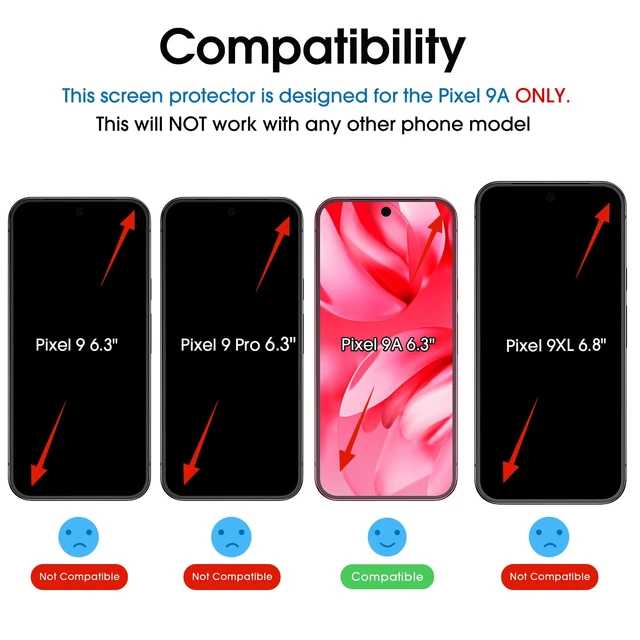 Alt view image 2 of 7 - OneTouch for Google Pixel 9a Screen Protector 6.3'' Tempered Glass | 30s Auto-Alignment, Bubble Free, Scratch & Drop Protection, HD Clear, 2 Pack (Pixel 9a-6.3")